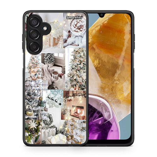 Θήκη Samsung Galaxy M15 White Christmas από τη Smartfits με σχέδιο στο πίσω μέρος και μαύρο περίβλημα | Samsung Galaxy M15 White Christmas case with colorful back and black bezels