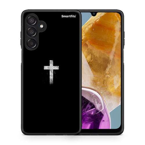 Θήκη Samsung Galaxy M15 White Cross από τη Smartfits με σχέδιο στο πίσω μέρος και μαύρο περίβλημα | Samsung Galaxy M15 White Cross case with colorful back and black bezels