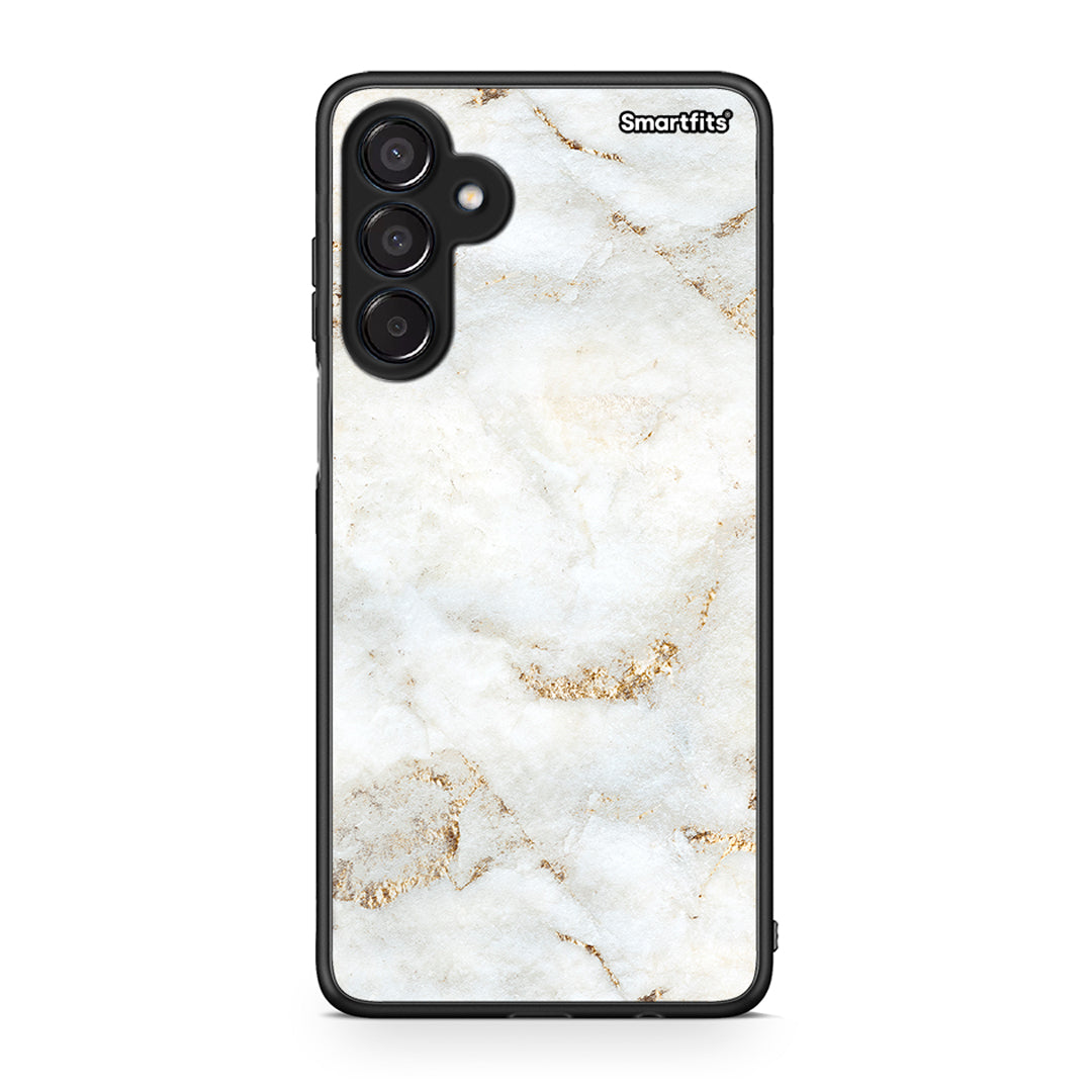 Samsung Galaxy M15 White Gold Marble θήκη από τη Smartfits με σχέδιο στο πίσω μέρος και μαύρο περίβλημα | Smartphone case with colorful back and black bezels by Smartfits