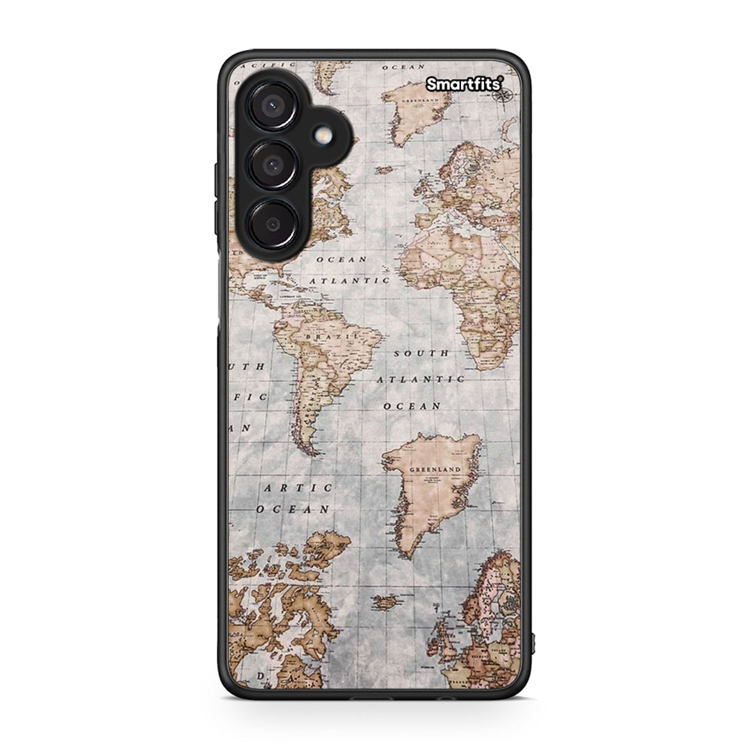 Samsung Galaxy M15 World Map Θήκη από τη Smartfits με σχέδιο στο πίσω μέρος και μαύρο περίβλημα | Smartphone case with colorful back and black bezels by Smartfits