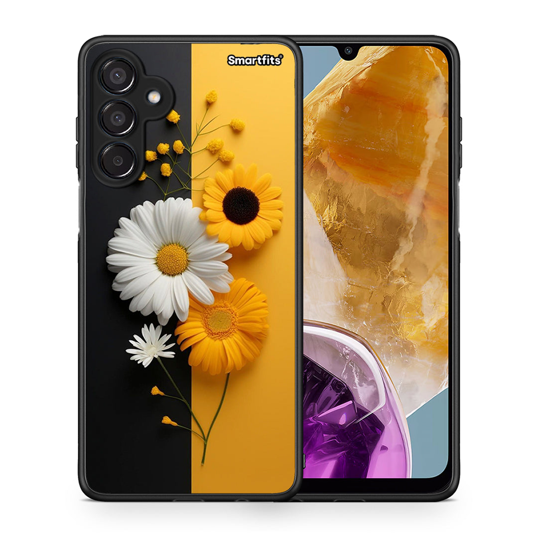 Θήκη Samsung Galaxy M15 Yellow Daisies από τη Smartfits με σχέδιο στο πίσω μέρος και μαύρο περίβλημα | Samsung Galaxy M15 Yellow Daisies case with colorful back and black bezels