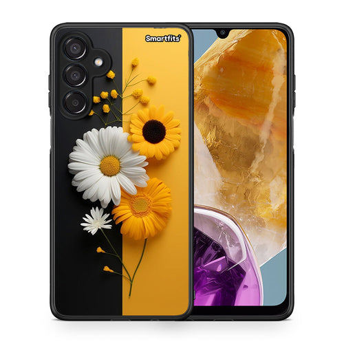 Θήκη Samsung Galaxy M15 Yellow Daisies από τη Smartfits με σχέδιο στο πίσω μέρος και μαύρο περίβλημα | Samsung Galaxy M15 Yellow Daisies case with colorful back and black bezels