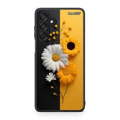Samsung Galaxy M15 Yellow Daisies θήκη από τη Smartfits με σχέδιο στο πίσω μέρος και μαύρο περίβλημα | Smartphone case with colorful back and black bezels by Smartfits