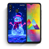 Thumbnail for Θήκη Samsung M20 Christmas Neon Snowman από τη Smartfits με σχέδιο στο πίσω μέρος και μαύρο περίβλημα | Samsung M20 Christmas Neon Snowman case with colorful back and black bezels