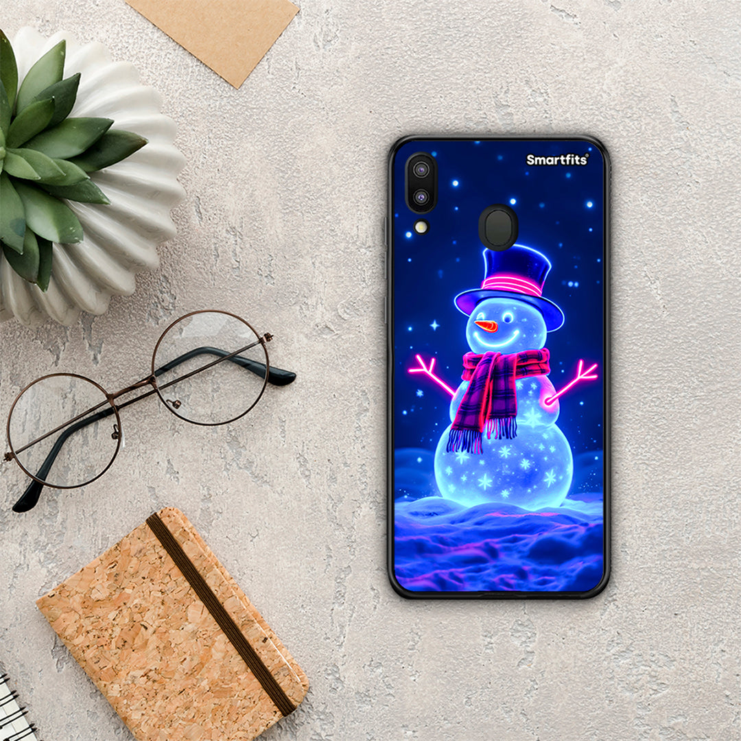 Christmas Neon Snowman - Samsung Galaxy M20 θήκη