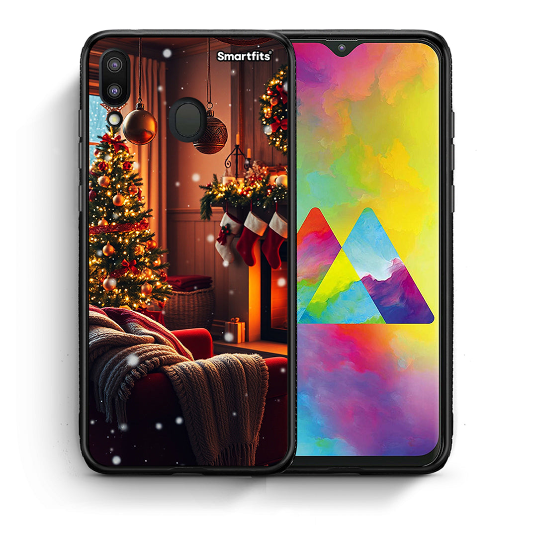 Θήκη Samsung M20 Home For Christmas από τη Smartfits με σχέδιο στο πίσω μέρος και μαύρο περίβλημα | Samsung M20 Home For Christmas case with colorful back and black bezels