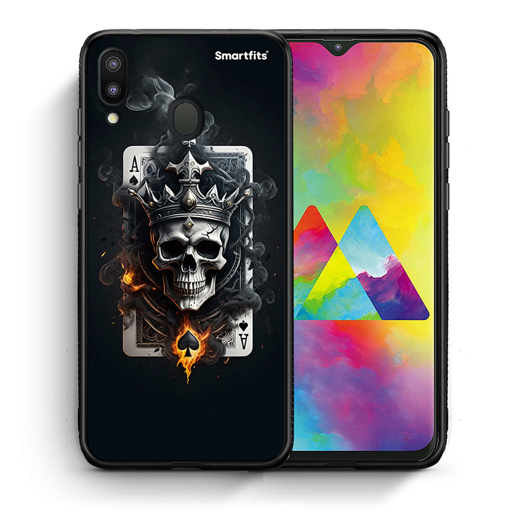 Θήκη Samsung M20 Skull King Ace από τη Smartfits με σχέδιο στο πίσω μέρος και μαύρο περίβλημα | Samsung M20 Skull King Ace case with colorful back and black bezels