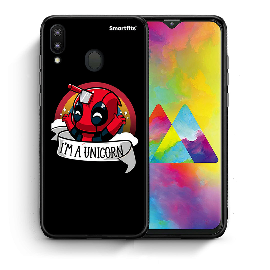 Θήκη Samsung M20 Unicorn Deadpool από τη Smartfits με σχέδιο στο πίσω μέρος και μαύρο περίβλημα | Samsung M20 Unicorn Deadpool case with colorful back and black bezels