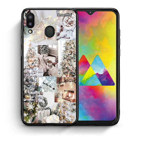 Θήκη Samsung M20 White Christmas από τη Smartfits με σχέδιο στο πίσω μέρος και μαύρο περίβλημα | Samsung M20 White Christmas case with colorful back and black bezels