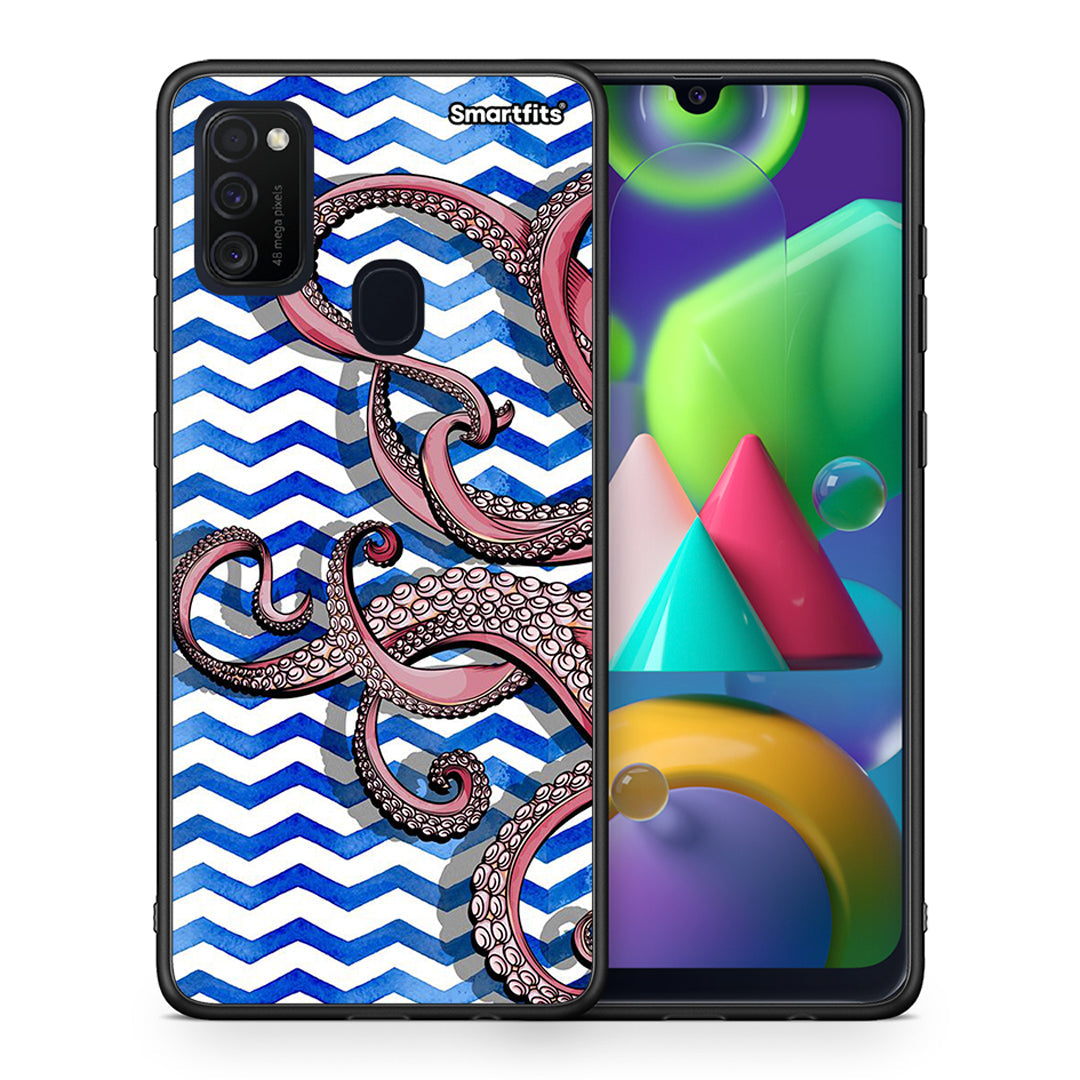 Θήκη Samsung M21/M31 Chevron Devilfish από τη Smartfits με σχέδιο στο πίσω μέρος και μαύρο περίβλημα | Samsung M21/M31 Chevron Devilfish case with colorful back and black bezels