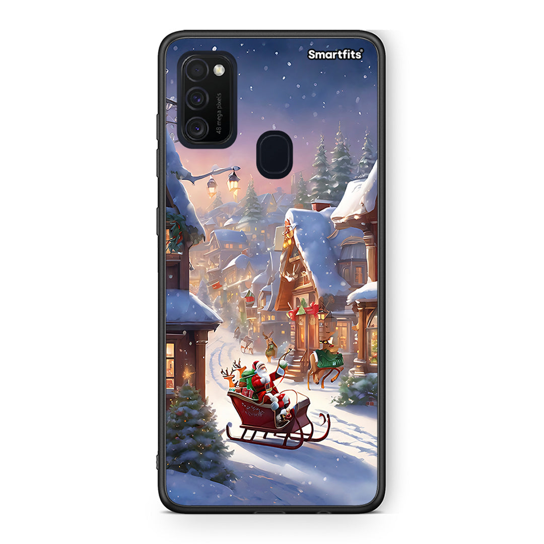 Samsung M21/M31 Christmas Snow θήκη από τη Smartfits με σχέδιο στο πίσω μέρος και μαύρο περίβλημα | Smartphone case with colorful back and black bezels by Smartfits
