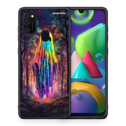 Θήκη Samsung M21/M31 Halloween Ghost από τη Smartfits με σχέδιο στο πίσω μέρος και μαύρο περίβλημα | Samsung M21/M31 Halloween Ghost case with colorful back and black bezels