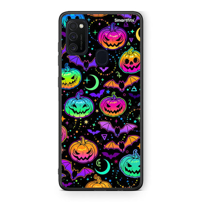 Samsung M21/M31 Neon Halloween θήκη από τη Smartfits με σχέδιο στο πίσω μέρος και μαύρο περίβλημα | Smartphone case with colorful back and black bezels by Smartfits