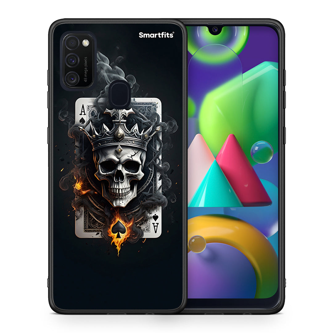 Θήκη Samsung M21/M31 Skull King Ace από τη Smartfits με σχέδιο στο πίσω μέρος και μαύρο περίβλημα | Samsung M21/M31 Skull King Ace case with colorful back and black bezels