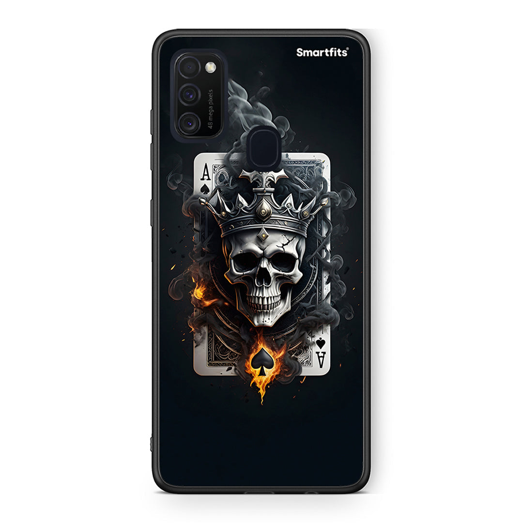 Samsung M21/M31 Skull King Ace θήκη από τη Smartfits με σχέδιο στο πίσω μέρος και μαύρο περίβλημα | Smartphone case with colorful back and black bezels by Smartfits