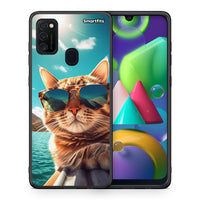 Thumbnail for Θήκη Samsung M21/M31 Summer Cat από τη Smartfits με σχέδιο στο πίσω μέρος και μαύρο περίβλημα | Samsung M21/M31 Summer Cat case with colorful back and black bezels