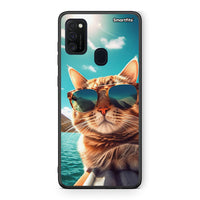 Thumbnail for Samsung M21/M31 Summer Cat θήκη από τη Smartfits με σχέδιο στο πίσω μέρος και μαύρο περίβλημα | Smartphone case with colorful back and black bezels by Smartfits