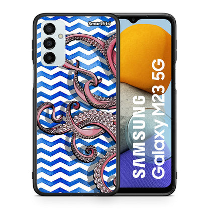 Θήκη Samsung M23 Chevron Devilfish από τη Smartfits με σχέδιο στο πίσω μέρος και μαύρο περίβλημα | Samsung M23 Chevron Devilfish case with colorful back and black bezels