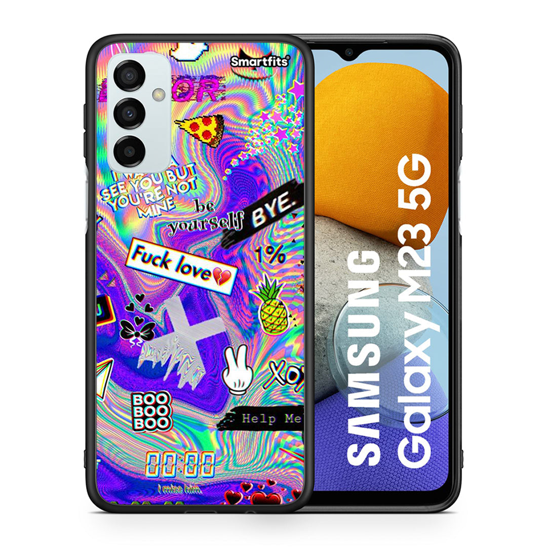 Θήκη Samsung M23 Game Over από τη Smartfits με σχέδιο στο πίσω μέρος και μαύρο περίβλημα | Samsung M23 Game Over case with colorful back and black bezels