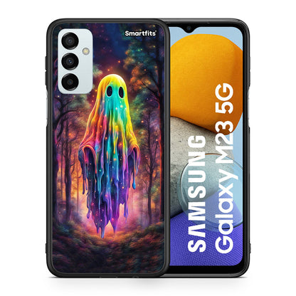 Θήκη Samsung M23 Halloween Ghost από τη Smartfits με σχέδιο στο πίσω μέρος και μαύρο περίβλημα | Samsung M23 Halloween Ghost case with colorful back and black bezels