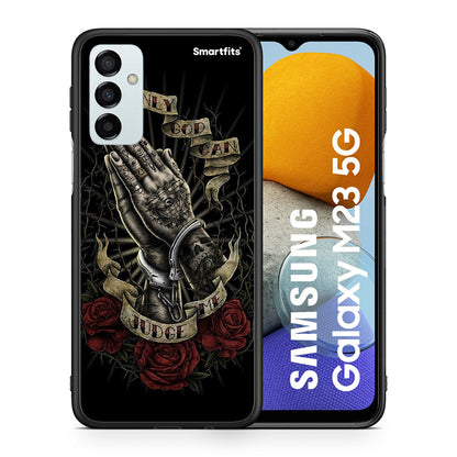 Θήκη Samsung M23 Judge By God από τη Smartfits με σχέδιο στο πίσω μέρος και μαύρο περίβλημα | Samsung M23 Judge By God case with colorful back and black bezels