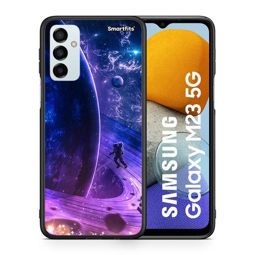 Θήκη Samsung M23 Lost Astronaut από τη Smartfits με σχέδιο στο πίσω μέρος και μαύρο περίβλημα | Samsung M23 Lost Astronaut case with colorful back and black bezels