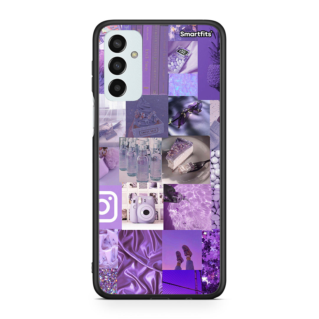 Samsung M23 Purple Aesthetic Collage θήκη από τη Smartfits με σχέδιο στο πίσω μέρος και μαύρο περίβλημα | Smartphone case with colorful back and black bezels by Smartfits