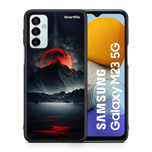 Θήκη Samsung M23 Red Full Moon από τη Smartfits με σχέδιο στο πίσω μέρος και μαύρο περίβλημα | Samsung M23 Red Full Moon case with colorful back and black bezels