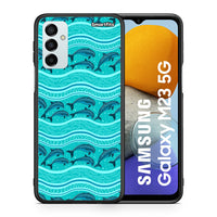 Thumbnail for Θήκη Samsung M23 Swimming Dolphins από τη Smartfits με σχέδιο στο πίσω μέρος και μαύρο περίβλημα | Samsung M23 Swimming Dolphins case with colorful back and black bezels