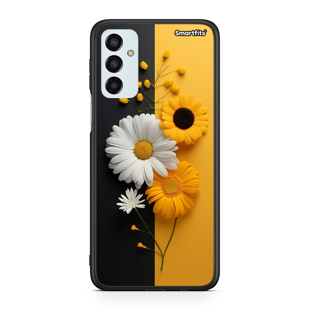 Samsung M23 Yellow Daisies θήκη από τη Smartfits με σχέδιο στο πίσω μέρος και μαύρο περίβλημα | Smartphone case with colorful back and black bezels by Smartfits