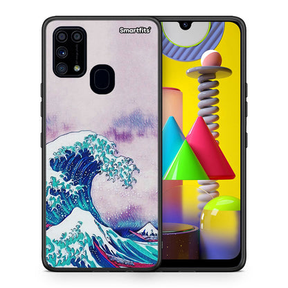 Θήκη Samsung M31 Blue Waves από τη Smartfits με σχέδιο στο πίσω μέρος και μαύρο περίβλημα | Samsung M31 Blue Waves case with colorful back and black bezels