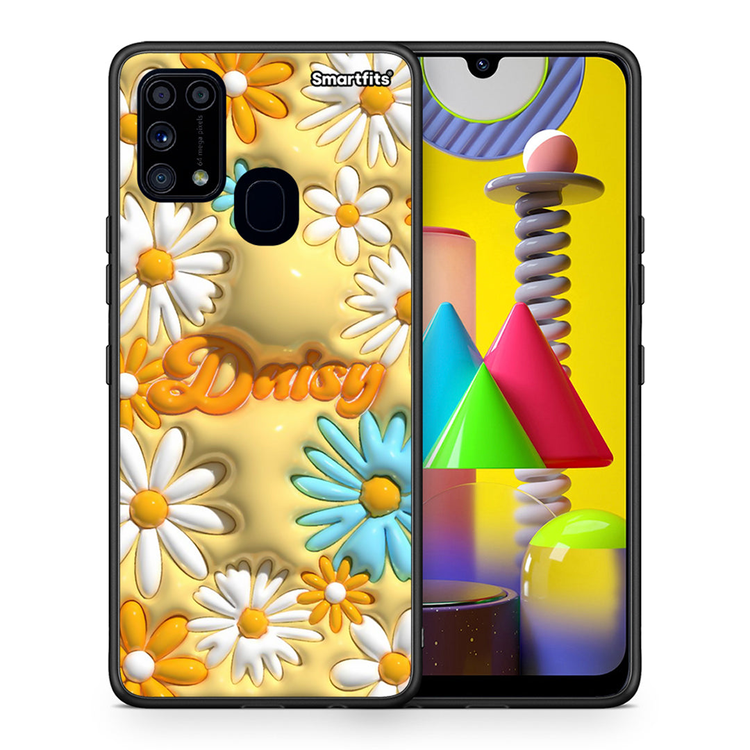 Θήκη Samsung M31 Bubble Daisies από τη Smartfits με σχέδιο στο πίσω μέρος και μαύρο περίβλημα | Samsung M31 Bubble Daisies case with colorful back and black bezels