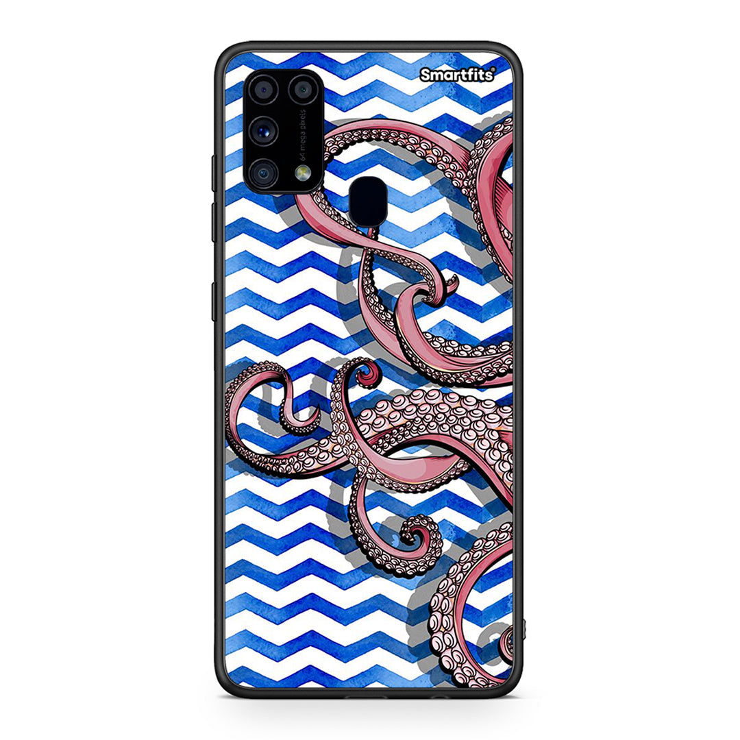 Samsung M31 Chevron Devilfish θήκη από τη Smartfits με σχέδιο στο πίσω μέρος και μαύρο περίβλημα | Smartphone case with colorful back and black bezels by Smartfits