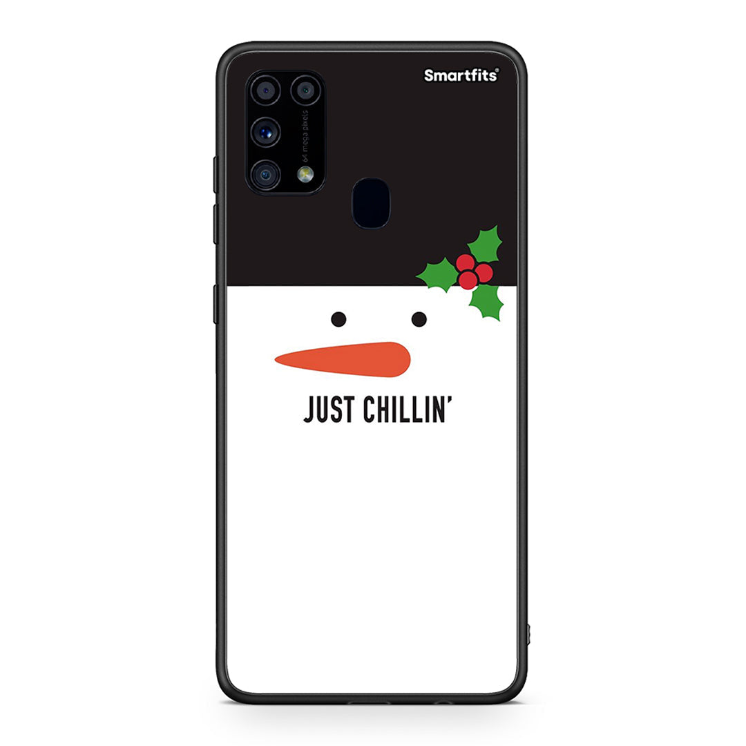 Samsung M31 Christmas Chillin θήκη από τη Smartfits με σχέδιο στο πίσω μέρος και μαύρο περίβλημα | Smartphone case with colorful back and black bezels by Smartfits