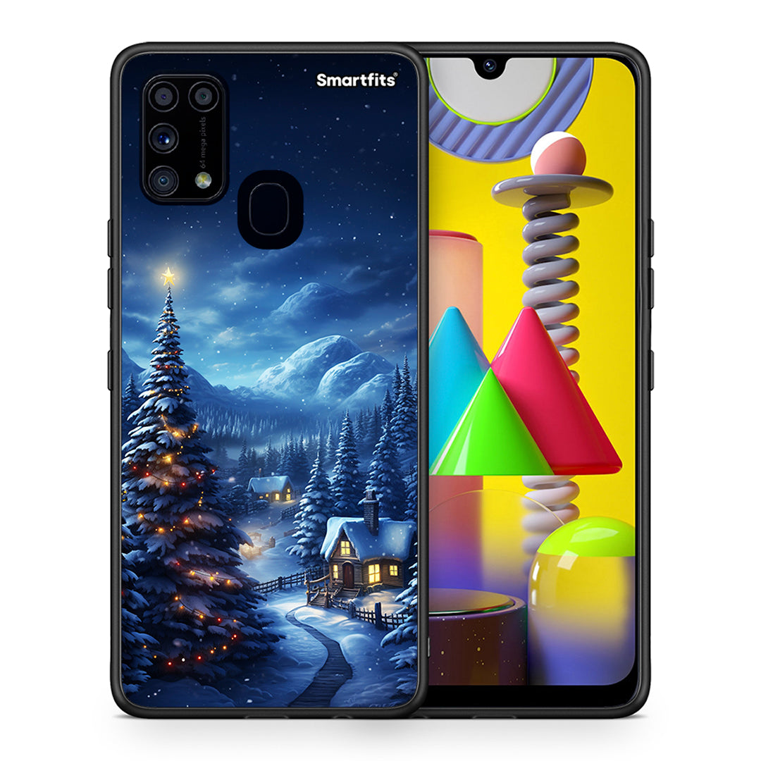 Θήκη Samsung M31 Christmas Scenery από τη Smartfits με σχέδιο στο πίσω μέρος και μαύρο περίβλημα | Samsung M31 Christmas Scenery case with colorful back and black bezels