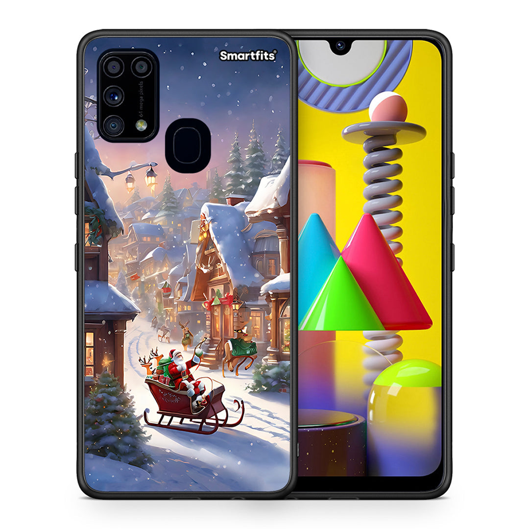 Θήκη Samsung M31 Christmas Snow από τη Smartfits με σχέδιο στο πίσω μέρος και μαύρο περίβλημα | Samsung M31 Christmas Snow case with colorful back and black bezels
