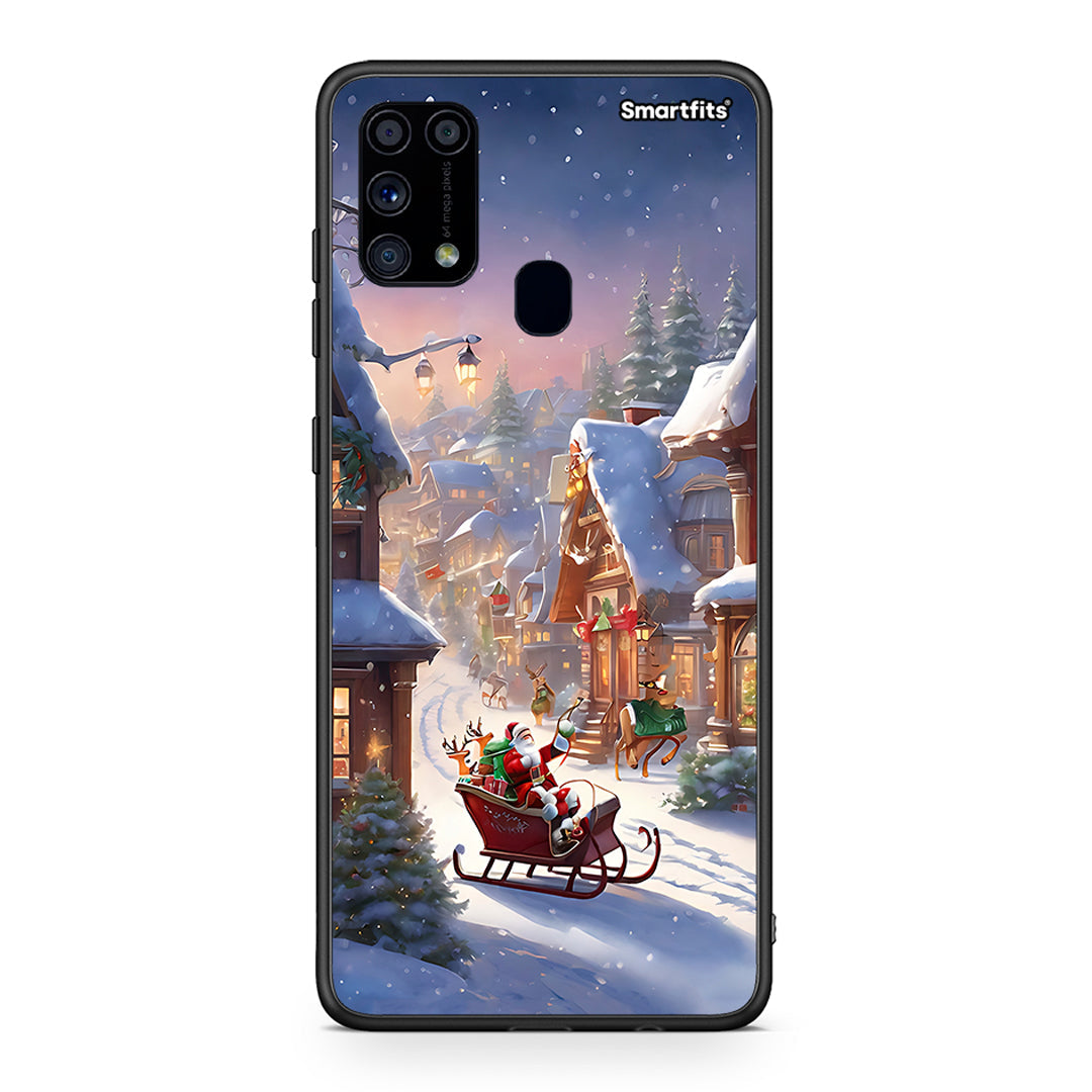 Samsung M31 Christmas Snow θήκη από τη Smartfits με σχέδιο στο πίσω μέρος και μαύρο περίβλημα | Smartphone case with colorful back and black bezels by Smartfits