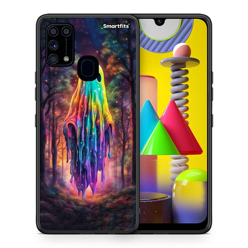 Θήκη Samsung M31 Halloween Ghost από τη Smartfits με σχέδιο στο πίσω μέρος και μαύρο περίβλημα | Samsung M31 Halloween Ghost case with colorful back and black bezels