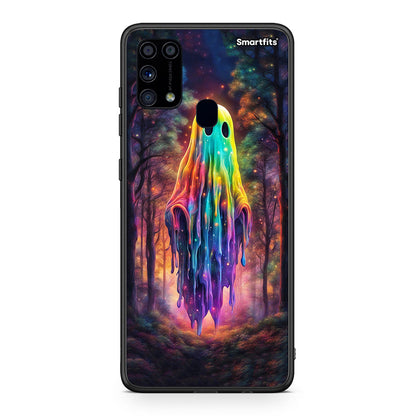 Samsung M31 Halloween Ghost θήκη από τη Smartfits με σχέδιο στο πίσω μέρος και μαύρο περίβλημα | Smartphone case with colorful back and black bezels by Smartfits