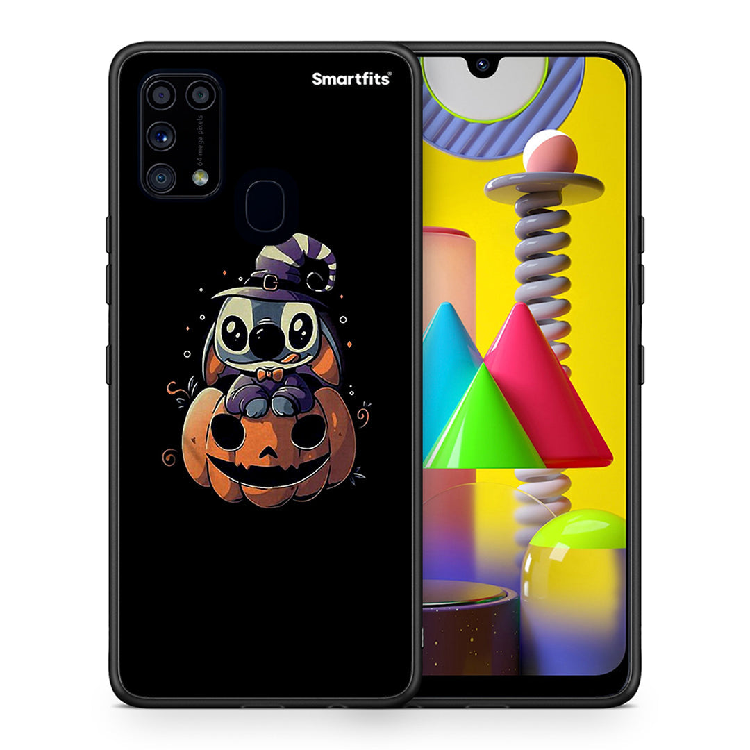 Θήκη Samsung M31 Halloween Stitch από τη Smartfits με σχέδιο στο πίσω μέρος και μαύρο περίβλημα | Samsung M31 Halloween Stitch case with colorful back and black bezels