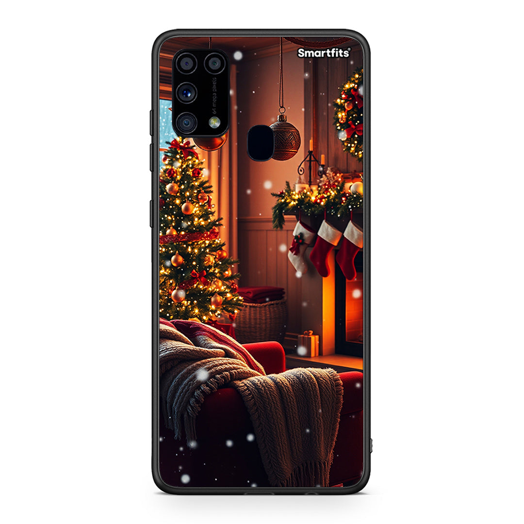 Samsung M31 Home For Christmas θήκη από τη Smartfits με σχέδιο στο πίσω μέρος και μαύρο περίβλημα | Smartphone case with colorful back and black bezels by Smartfits