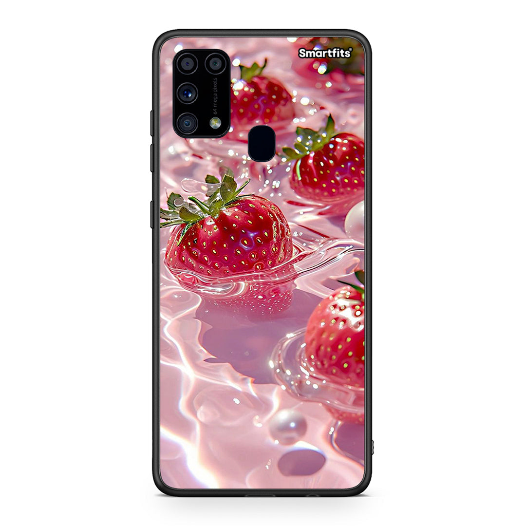 Samsung M31 Juicy Strawberries θήκη από τη Smartfits με σχέδιο στο πίσω μέρος και μαύρο περίβλημα | Smartphone case with colorful back and black bezels by Smartfits