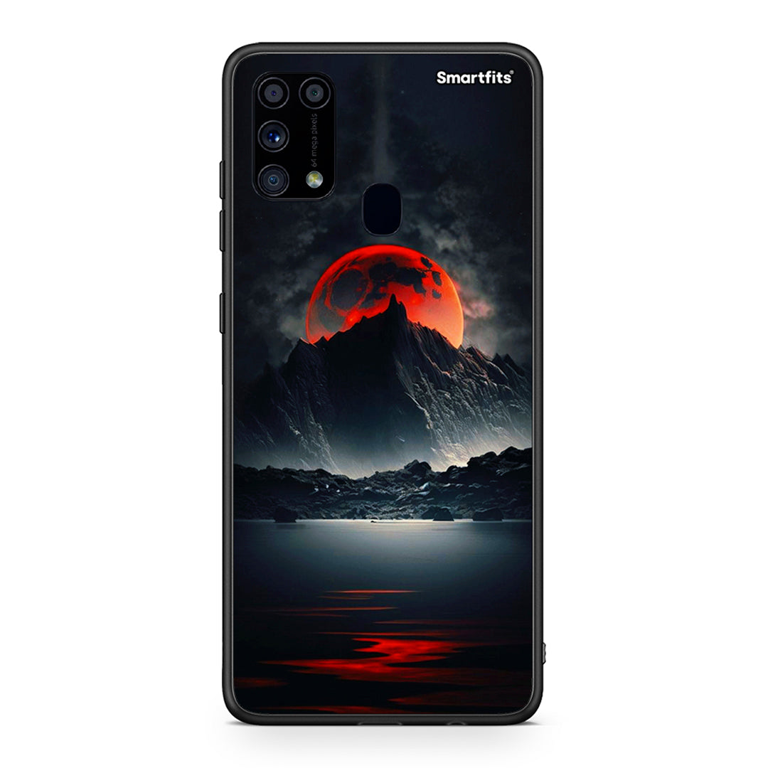 Samsung M31 Red Full Moon θήκη από τη Smartfits με σχέδιο στο πίσω μέρος και μαύρο περίβλημα | Smartphone case with colorful back and black bezels by Smartfits