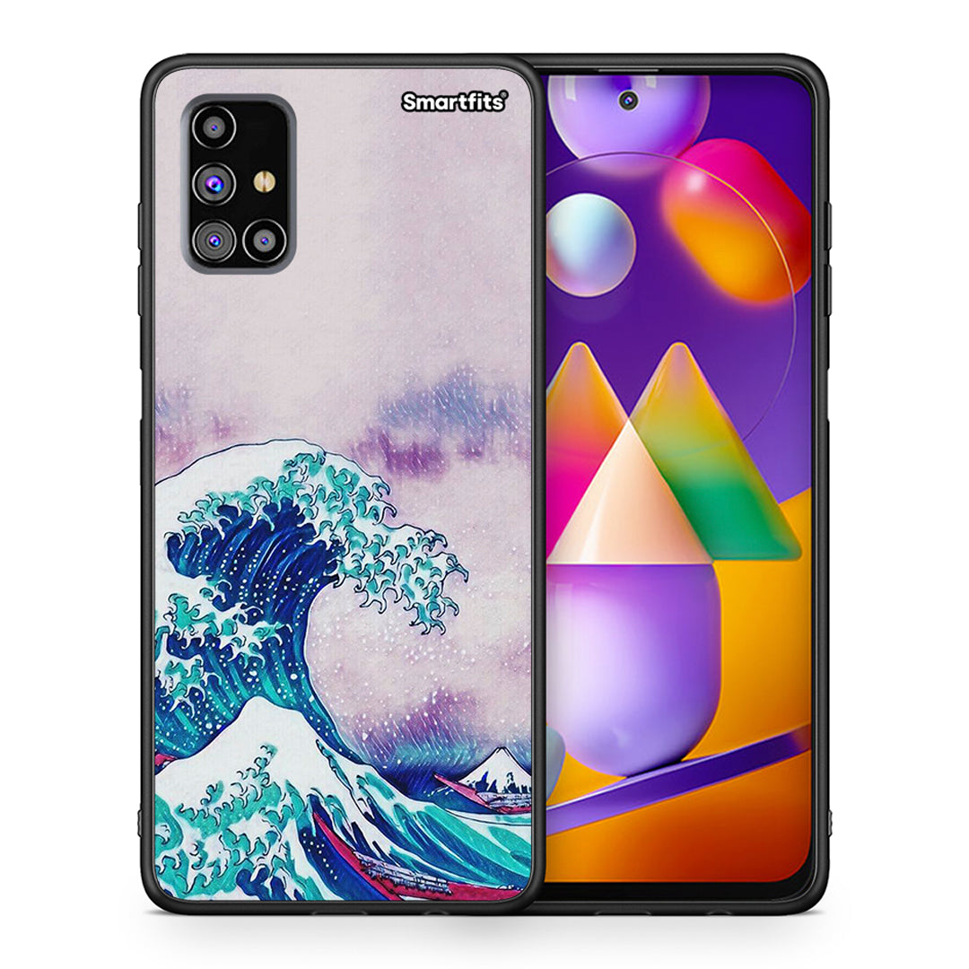 Θήκη Samsung M31s Blue Waves από τη Smartfits με σχέδιο στο πίσω μέρος και μαύρο περίβλημα | Samsung M31s Blue Waves case with colorful back and black bezels