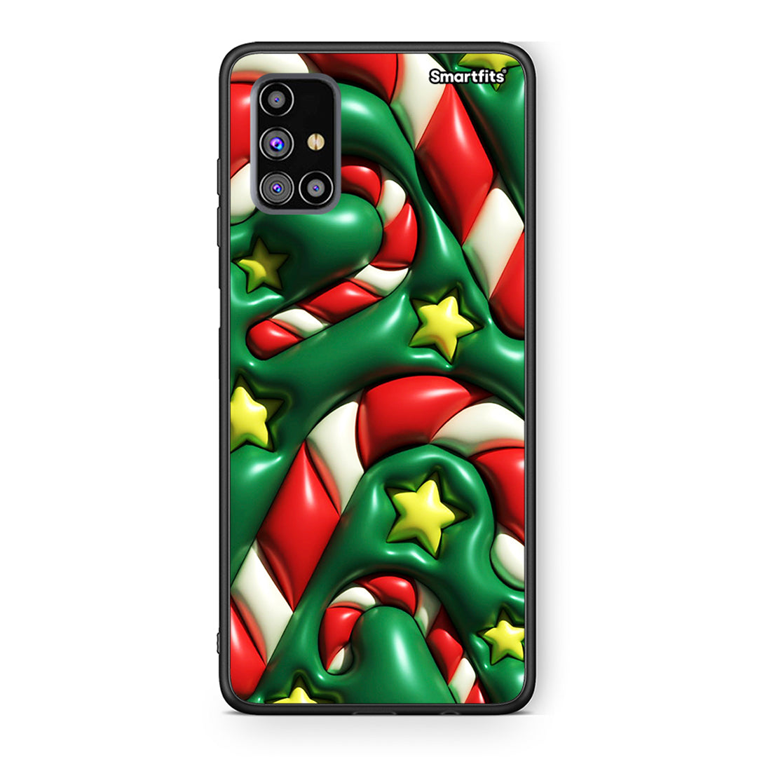 Samsung M31s Christmas Bubbles θήκη από τη Smartfits με σχέδιο στο πίσω μέρος και μαύρο περίβλημα | Smartphone case with colorful back and black bezels by Smartfits