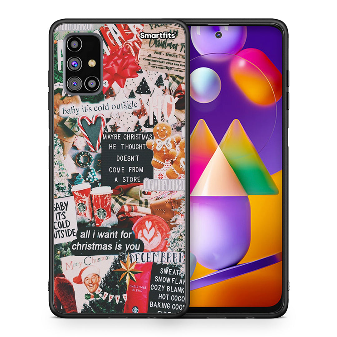 Θήκη Samsung M31s Christmas Happiness από τη Smartfits με σχέδιο στο πίσω μέρος και μαύρο περίβλημα | Samsung M31s Christmas Happiness case with colorful back and black bezels