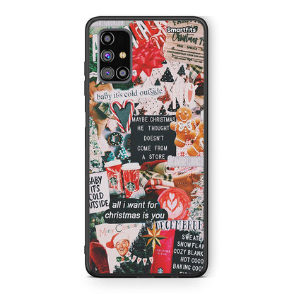 Samsung M31s Christmas Happiness θήκη από τη Smartfits με σχέδιο στο πίσω μέρος και μαύρο περίβλημα | Smartphone case with colorful back and black bezels by Smartfits