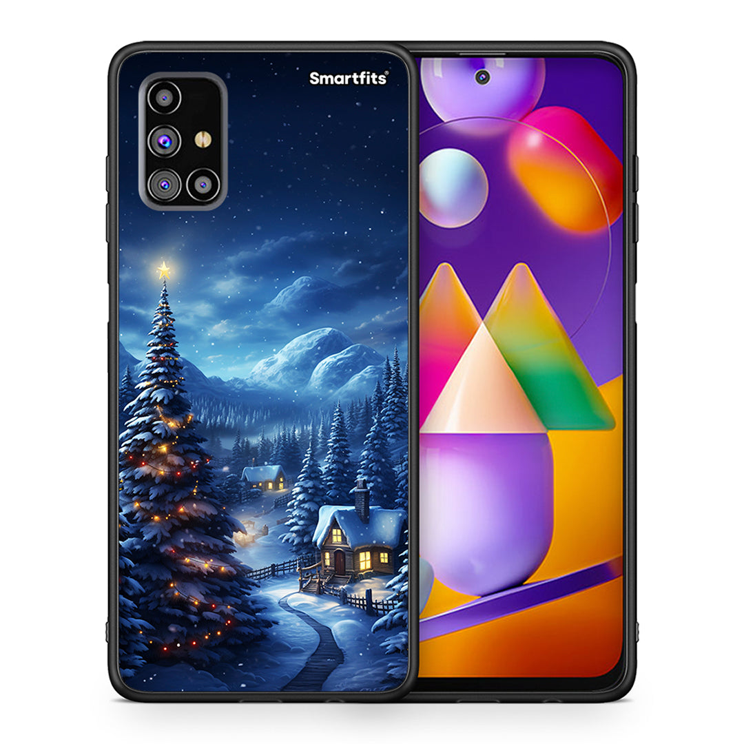 Θήκη Samsung M31s Christmas Scenery από τη Smartfits με σχέδιο στο πίσω μέρος και μαύρο περίβλημα | Samsung M31s Christmas Scenery case with colorful back and black bezels