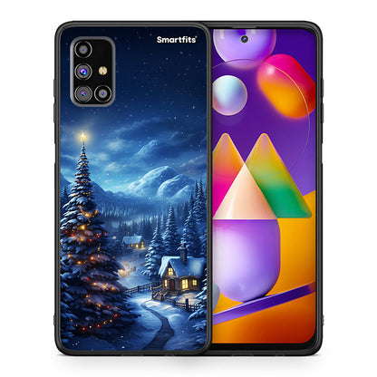 Θήκη Samsung M31s Christmas Scenery από τη Smartfits με σχέδιο στο πίσω μέρος και μαύρο περίβλημα | Samsung M31s Christmas Scenery case with colorful back and black bezels