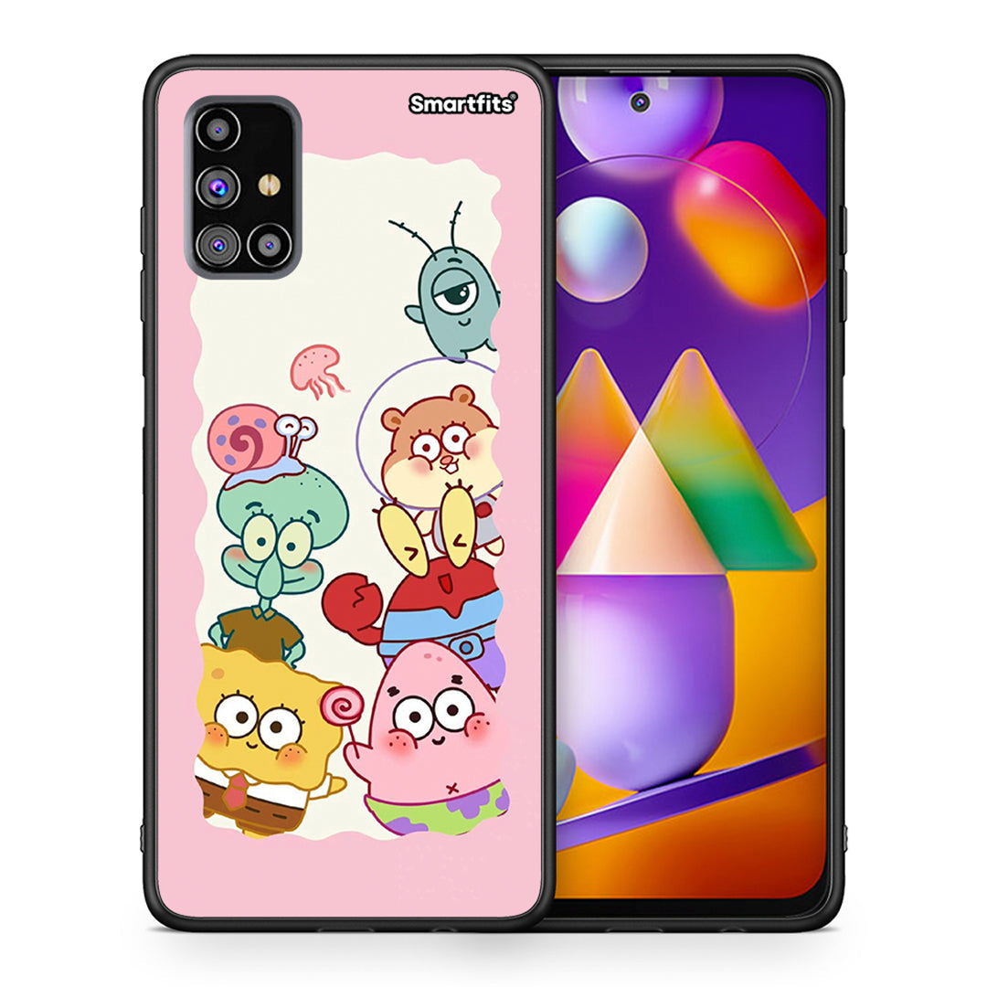 Θήκη Samsung M31s Cute Companion από τη Smartfits με σχέδιο στο πίσω μέρος και μαύρο περίβλημα | Samsung M31s Cute Companion case with colorful back and black bezels
